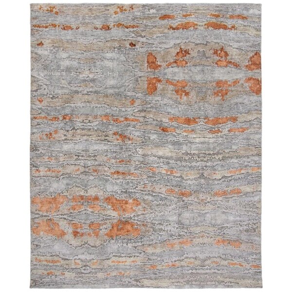 Safavieh 8 x 10 ft. Tibetan Hand Knotted Rectangle Area Rug Silver & Rust TB801P-8 - main